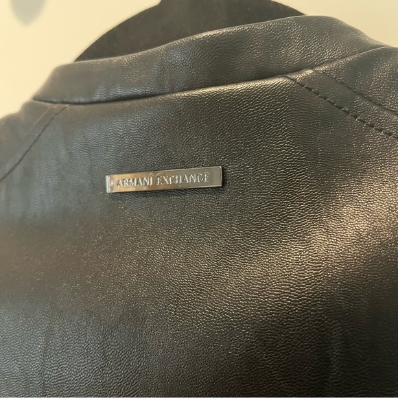 Armani Exchange Black Faux Leather Peplum Jacket Size XS - Picture 13 of 15